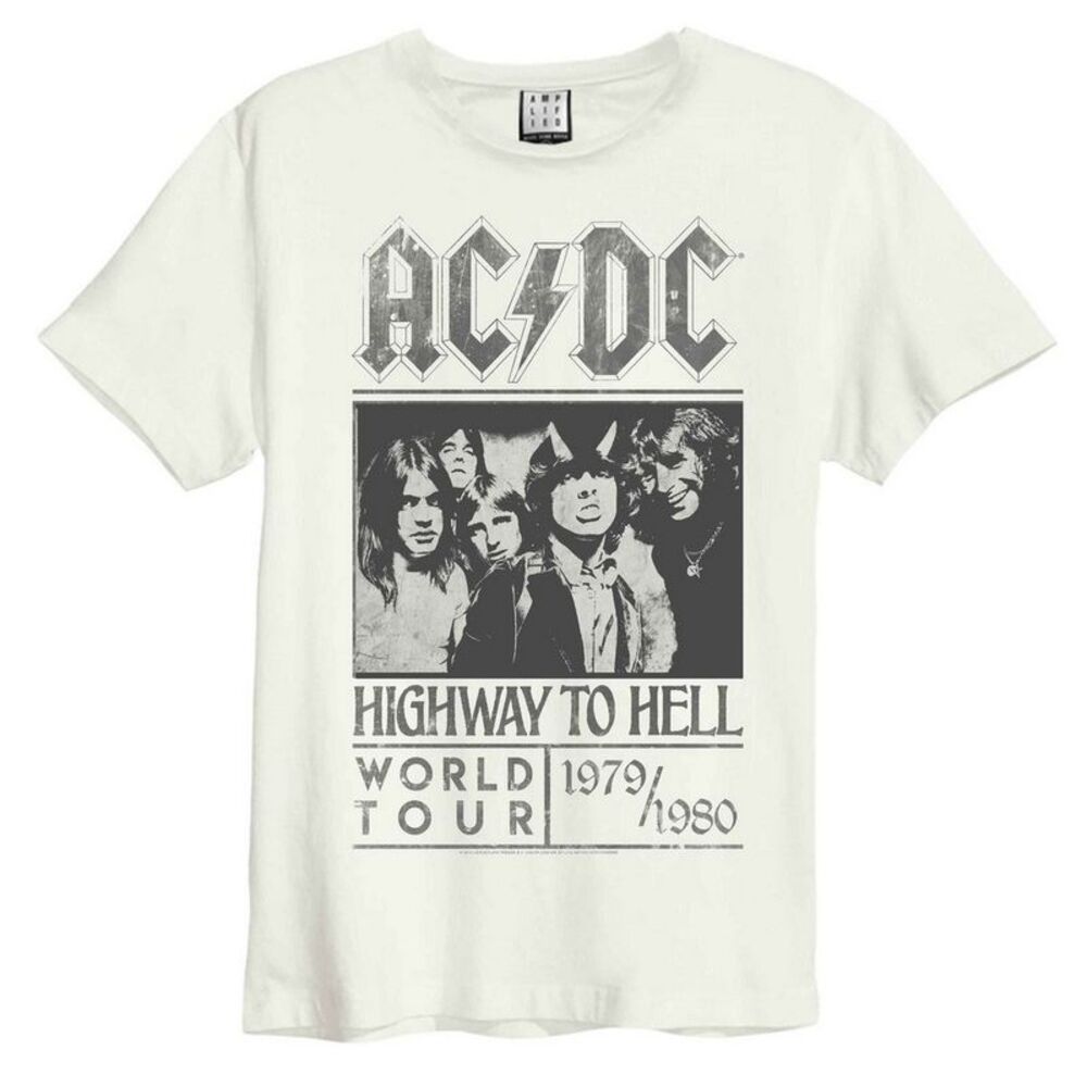 AC/DC Unisex Adult Highway To Hell Tour AC/DC Vintage T-Shirt / Vintage White
